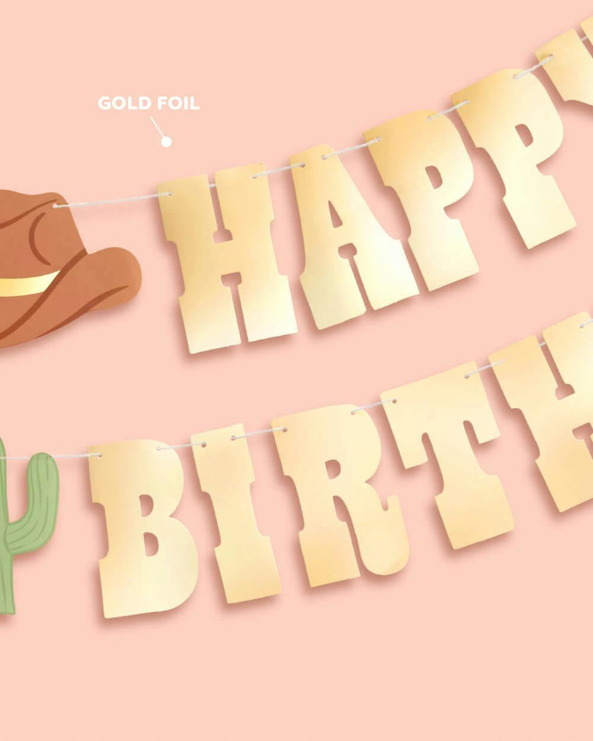 Wild Wild West Banner - gold foil banner