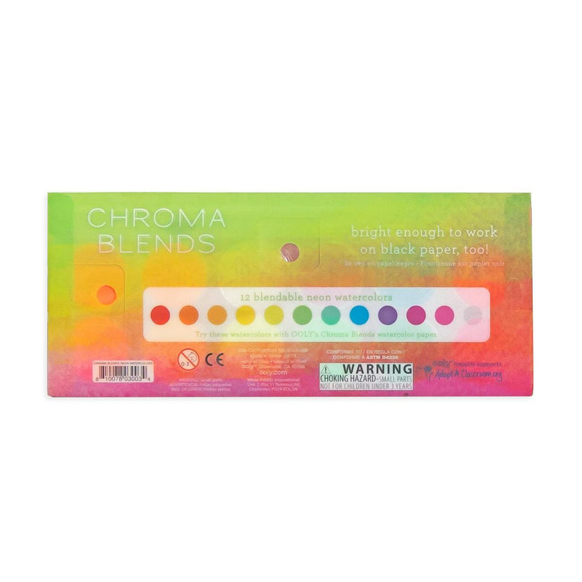 Chroma Blends Watercolor Paint Set - Neon - 12 Colors 1 Brush