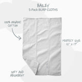 BAILEY 5-Pack BAILEY Burp Cloths