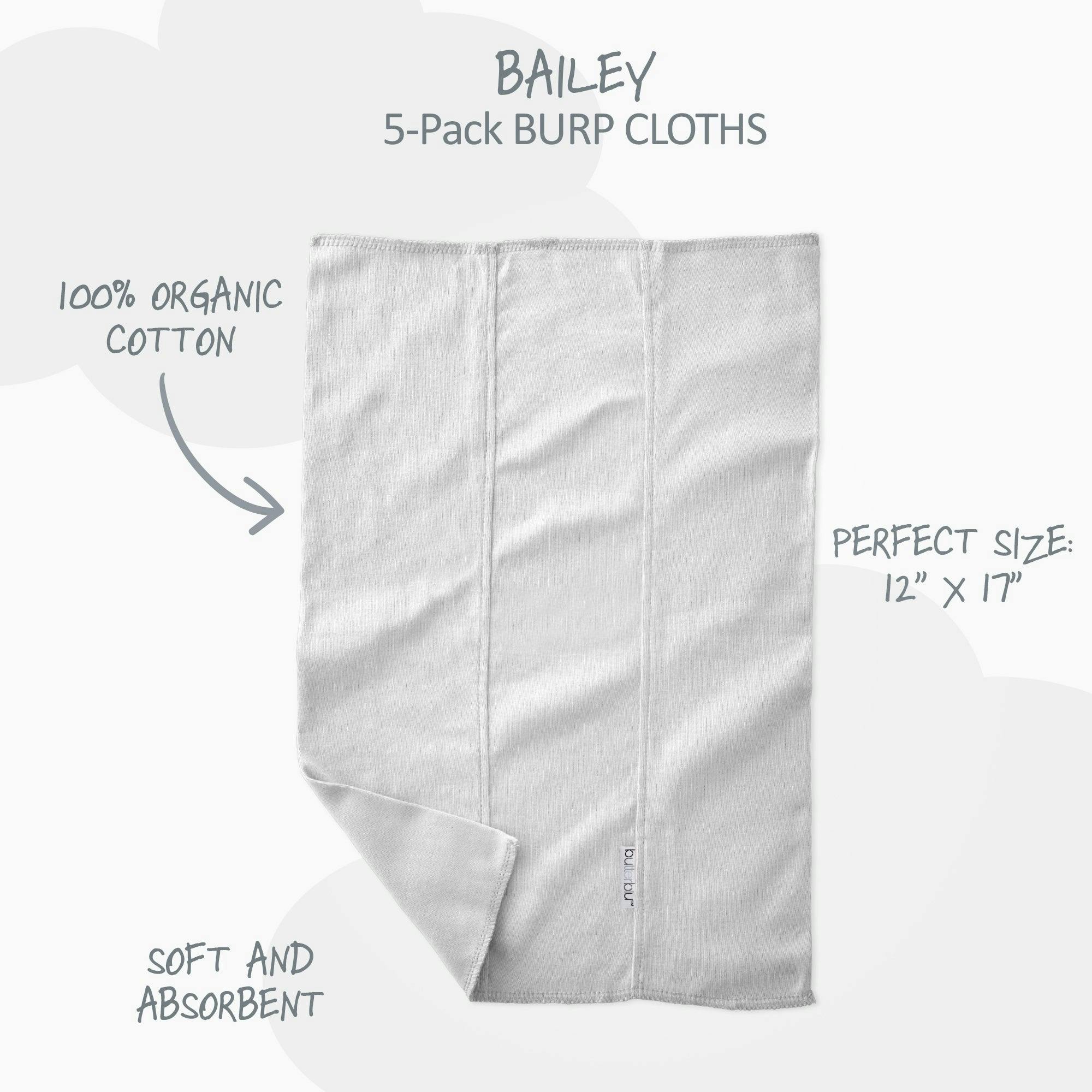 BAILEY 5-Pack BAILEY Burp Cloths