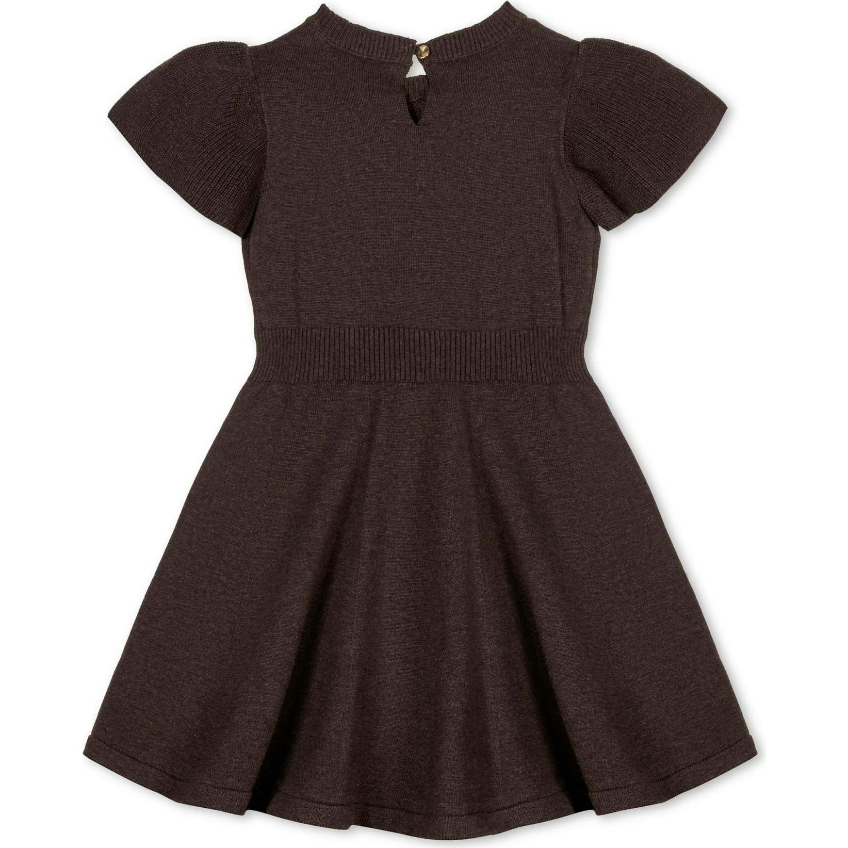 Baby Organic Flutter Sleeve Cable Sweater Dress, Brown