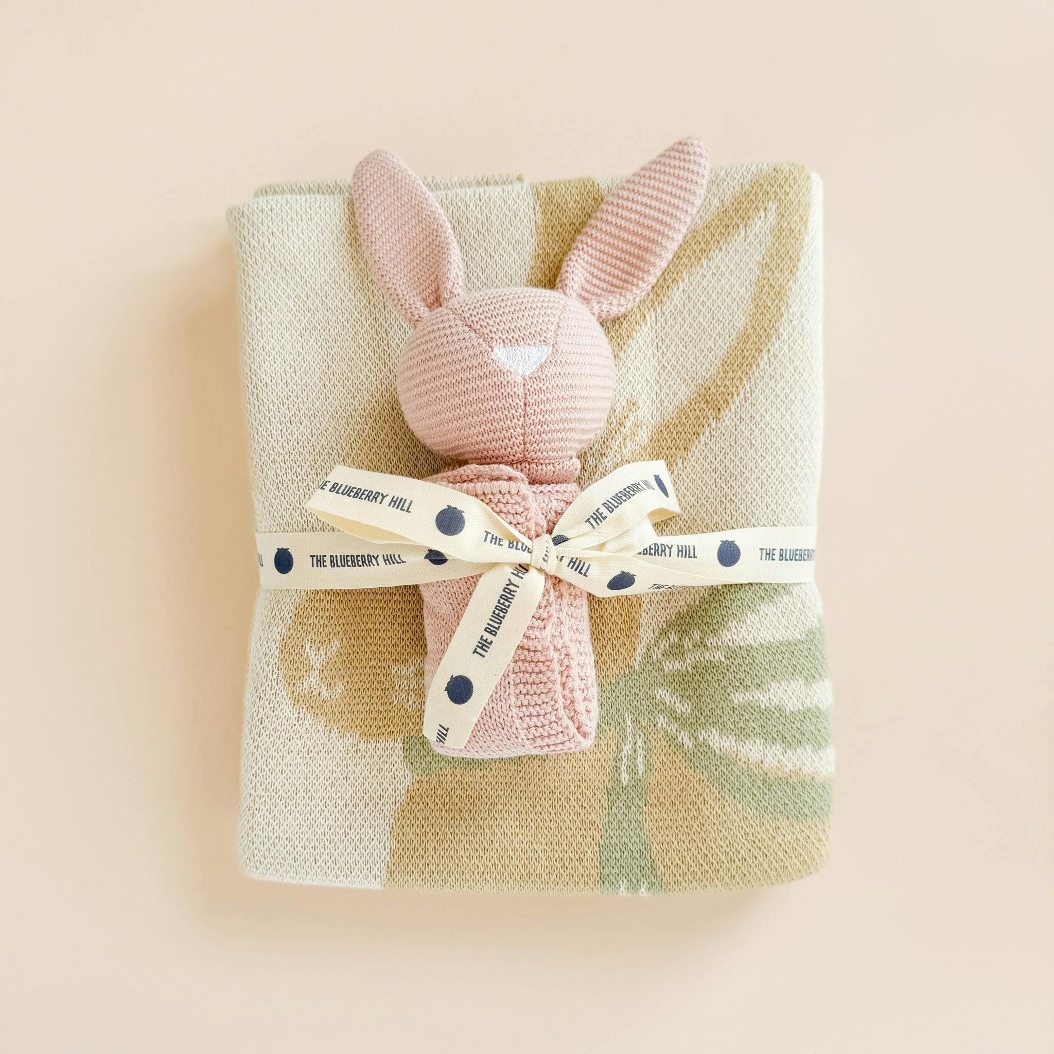 Pastel Floral Bunny Blanket Lovey Gift Set