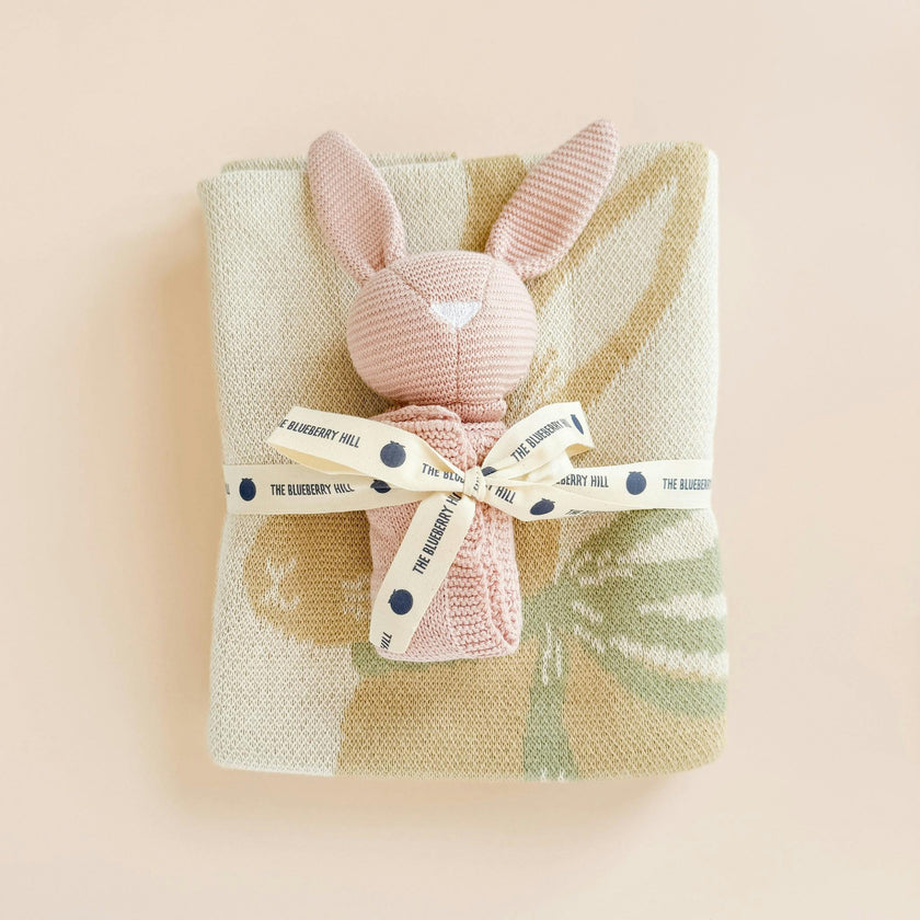 Pastel Floral Bunny Blanket Lovey Gift Set