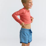 boys navy picnic gingham boardie