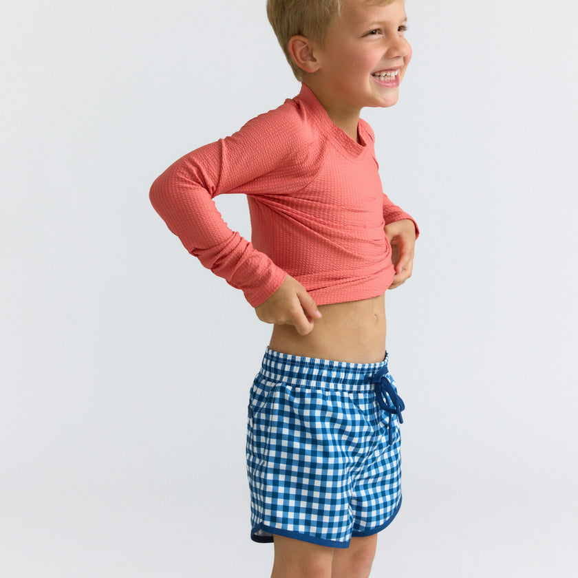 boys navy picnic gingham boardie
