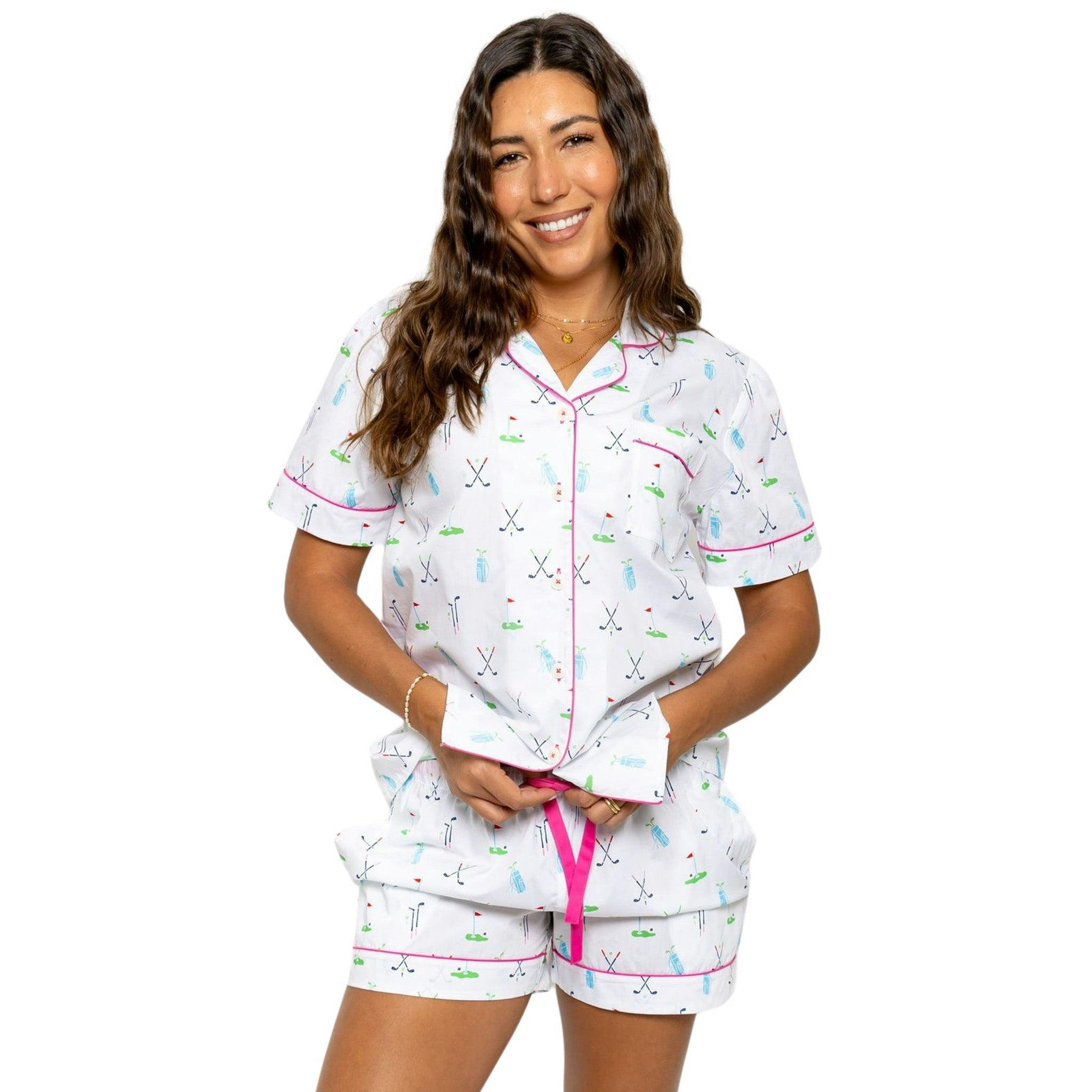 Women's Golf Short PJ Set - Organic Cotton Poplin