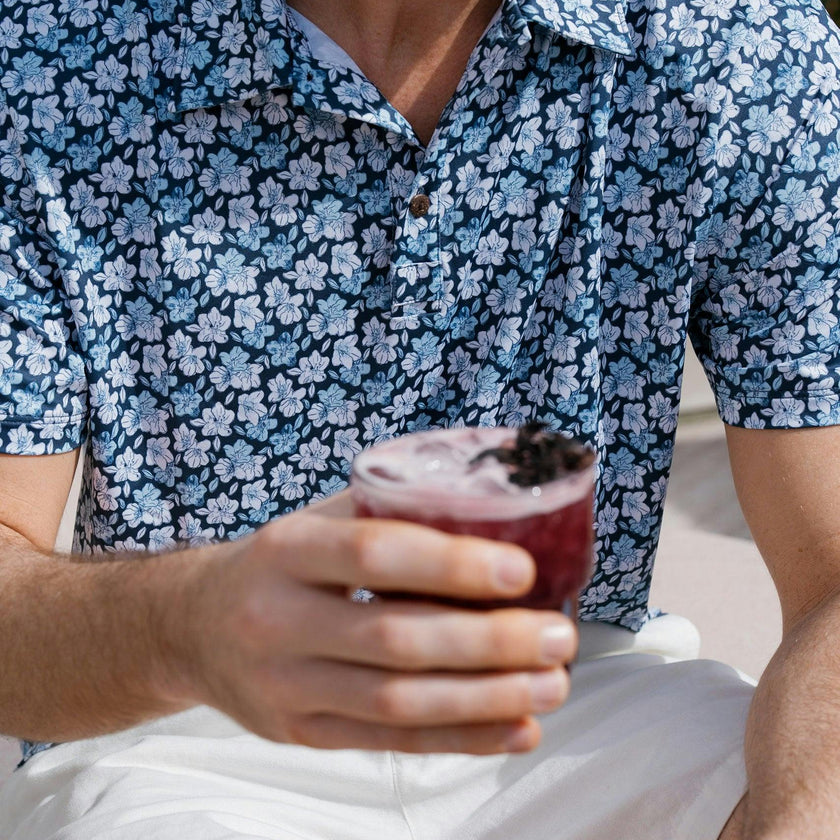 The Azaleas - Navy Golf Shirt