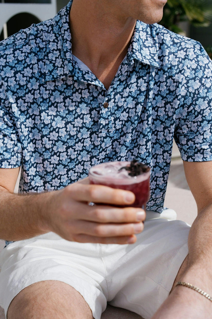 The Azaleas - Navy Golf Shirt