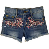 Crystal Frayed Hem Denim Short