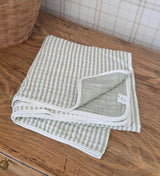 Ellis Green Stripe QUILTED 6 Layer Gauze Blanket