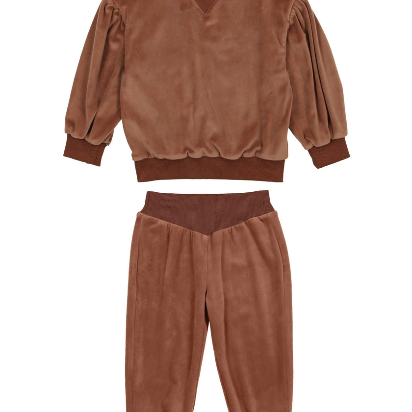 Baby Girls Velour Neck Sweater & Pant 2-Piece Set