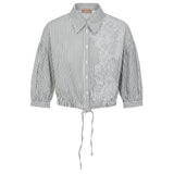 Striped Cropped Bungee Blouse