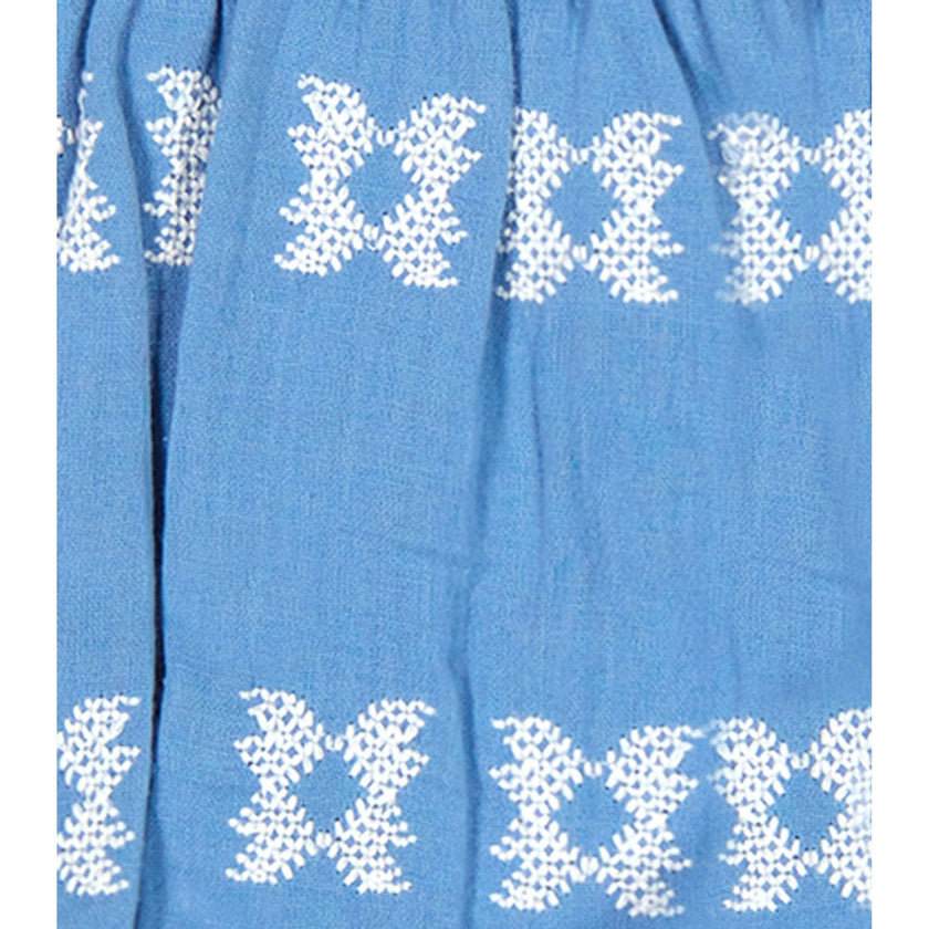 Estelle Womens Fringed Shirtdress Sky White Embroidery, Sky Blue