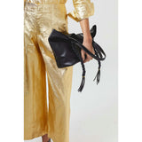 Culotte Metallic Linen Pants - Gold
