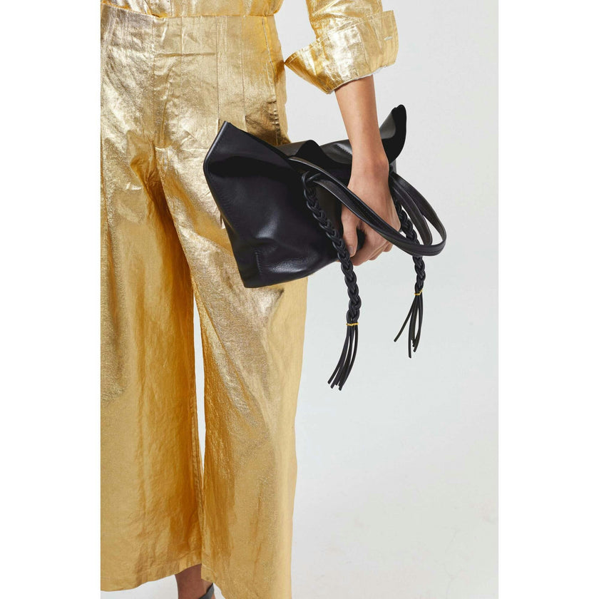 Culotte Metallic Linen Pants - Gold