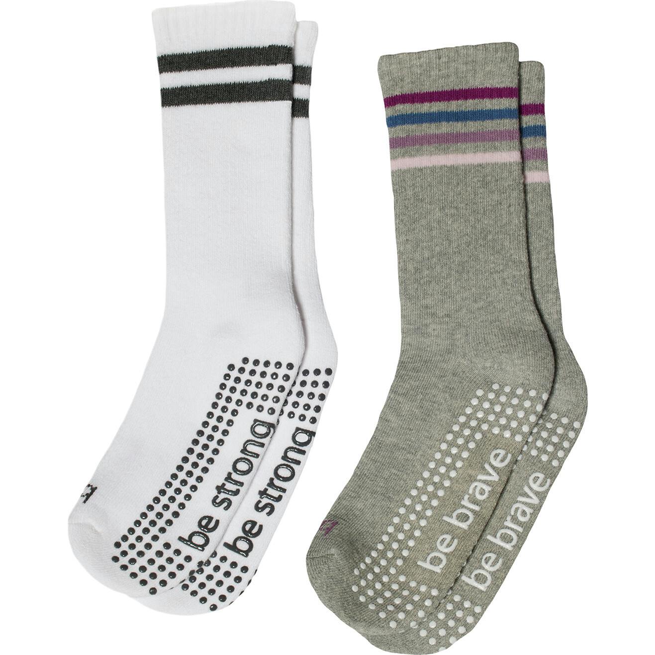Girls 2 Pack Grip Crew Socks 4T-6T (Nala)