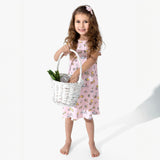 Easter Pink Bamboo Girls' Short Sleeve Dress