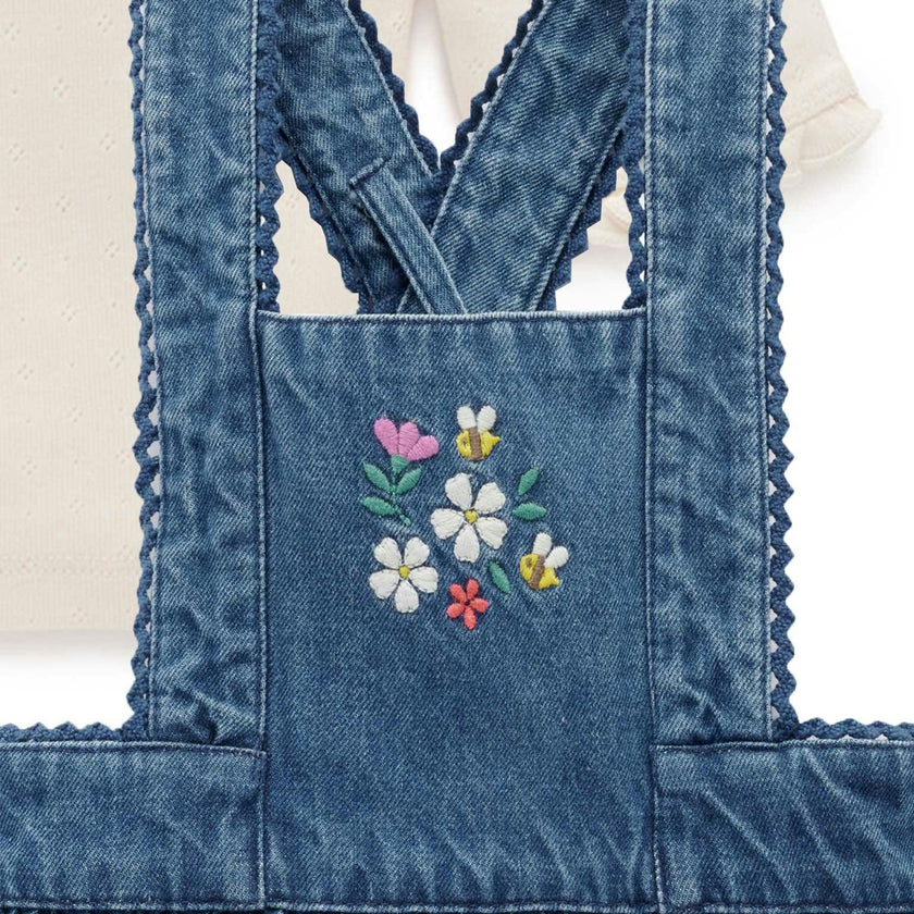 Embroidered Pinnie Set Mid Denim