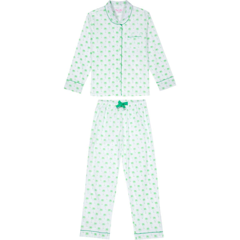Women's Pink Palm Tree Long PJ Set