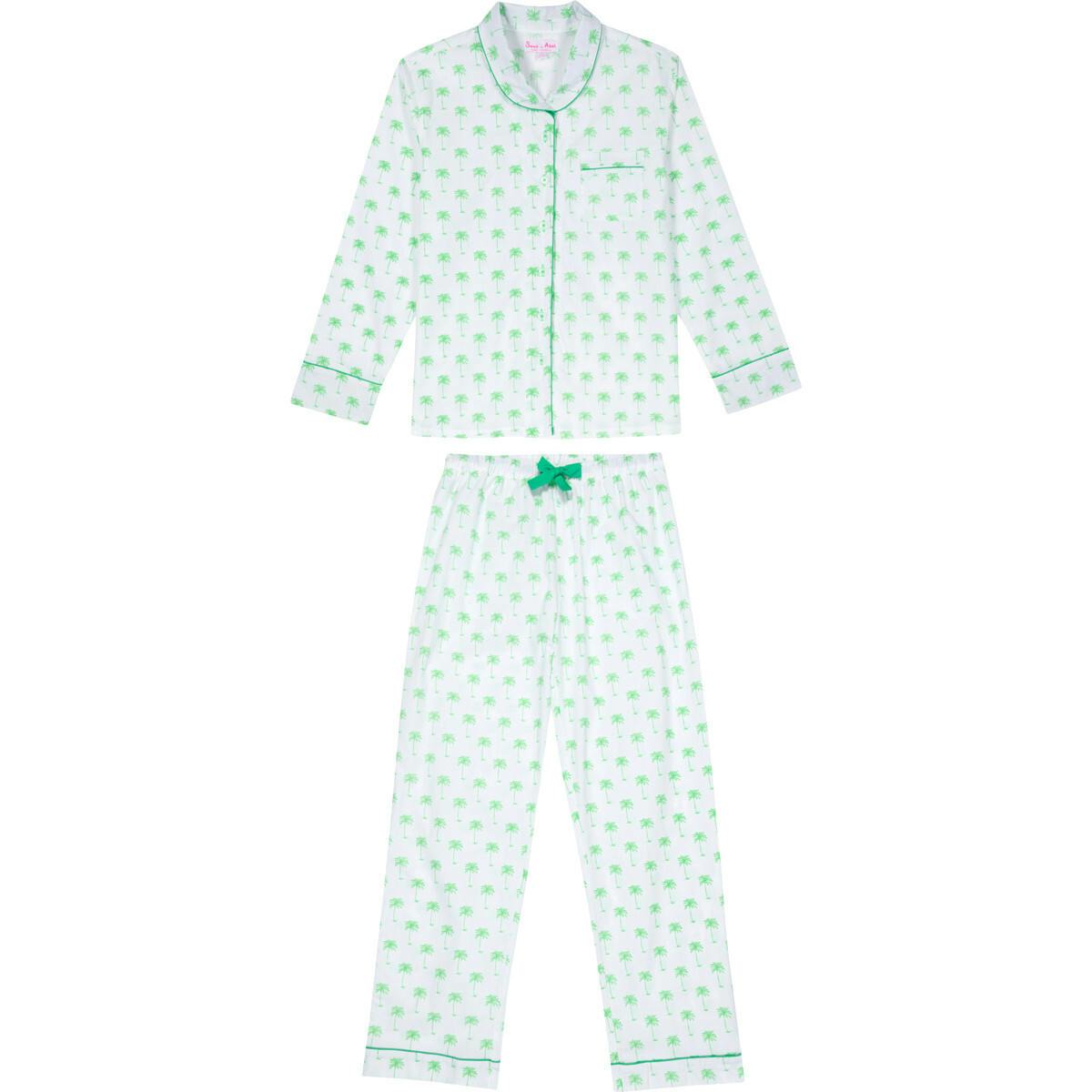 Women's Pink Palm Tree Long PJ Set