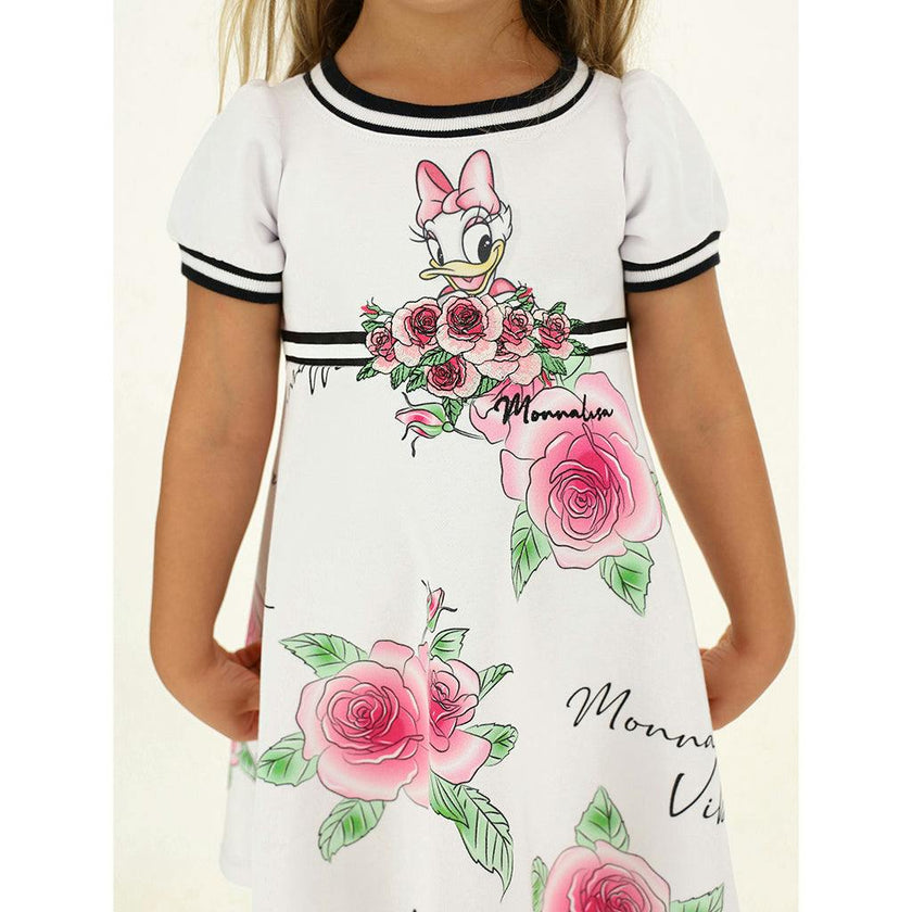 White Daisy Duck Poplin Dress