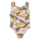Girls Sylvie Bow Suit - Pink Banana Leaves