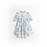 Aoki Blue Toile Dress | Short Sleeve