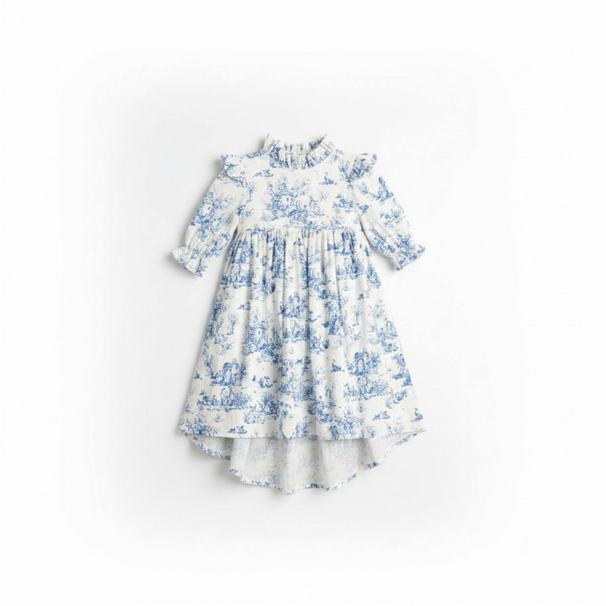 Aoki Blue Toile Dress | Short Sleeve