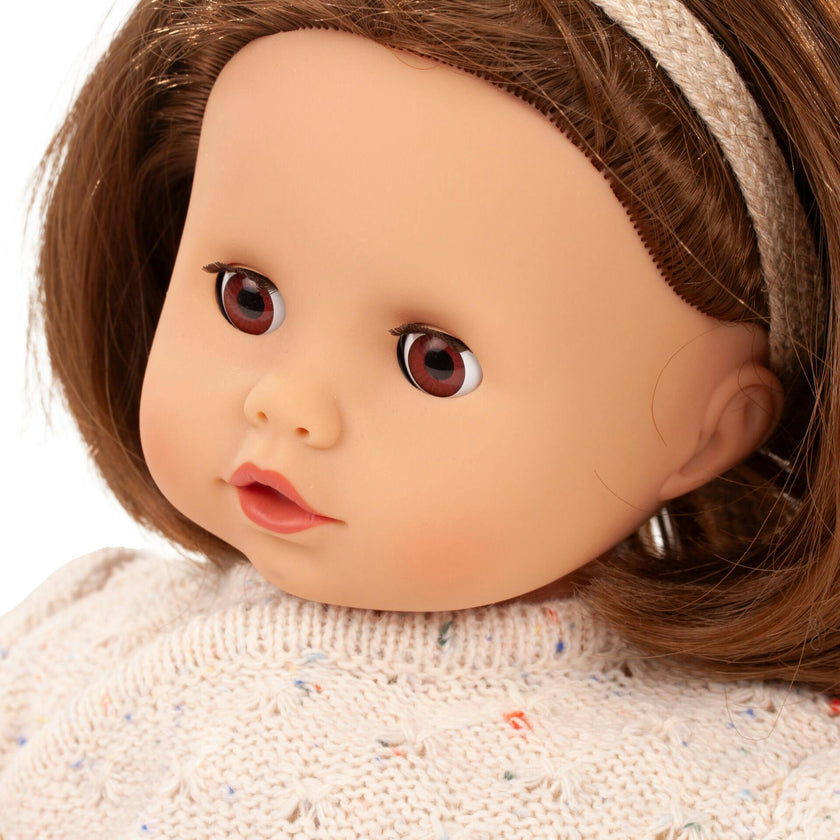 Gotz Muffin “Cozy Knits” Baby Doll – 13" Soft‑Body Doll with Brown Sleeping Eyes