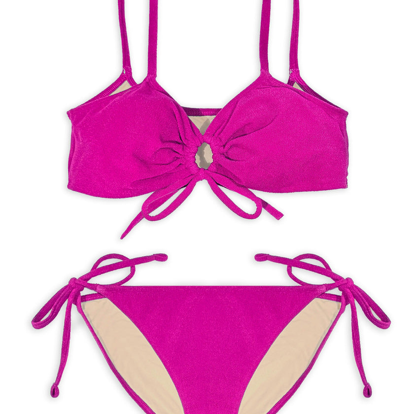Teen Two-Piece Swimsuit, Bralette & Bikini - Terry Berry Pink