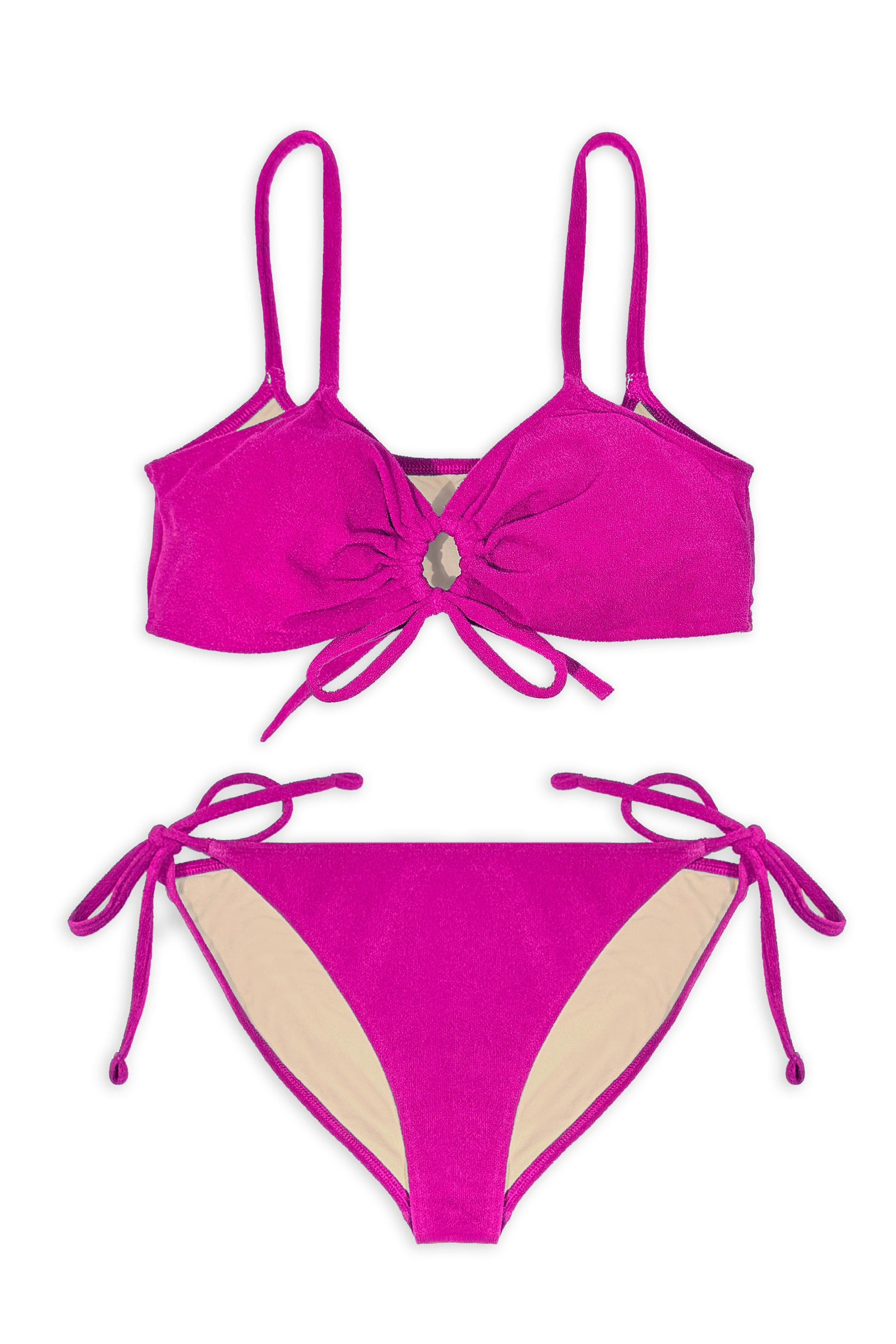 Teen Two-Piece Swimsuit, Bralette & Bikini - Terry Berry Pink
