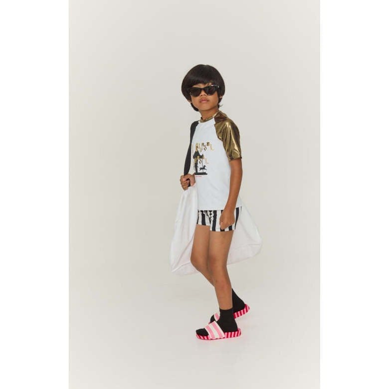 Black Striped Bathing Shorts
