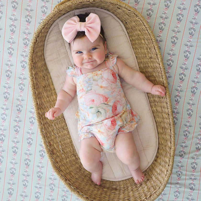 Rose Dreams Ruffled Strap Bubble Romper
