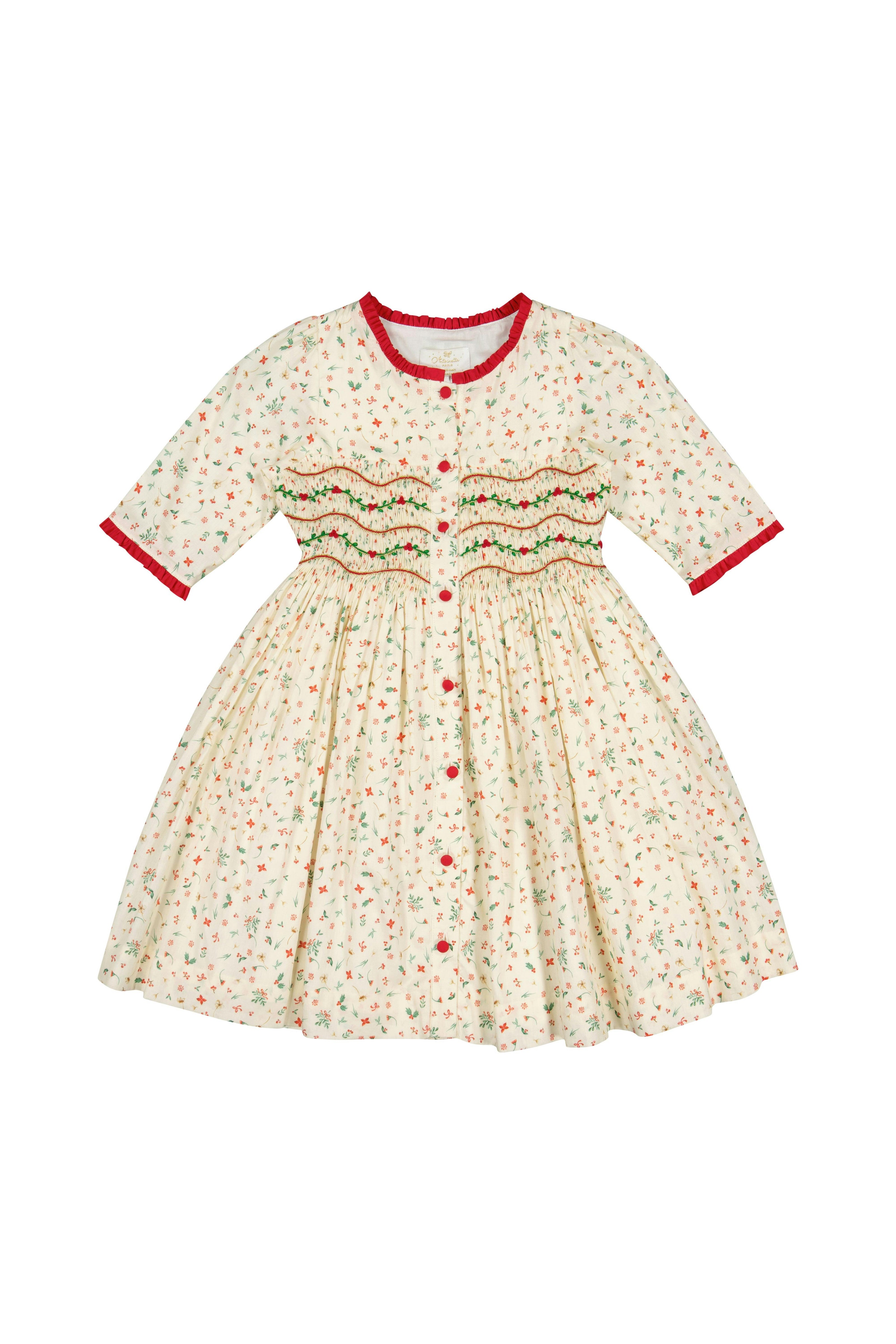 ELYSEE FLORAL WINTER SMOCKED DRESS