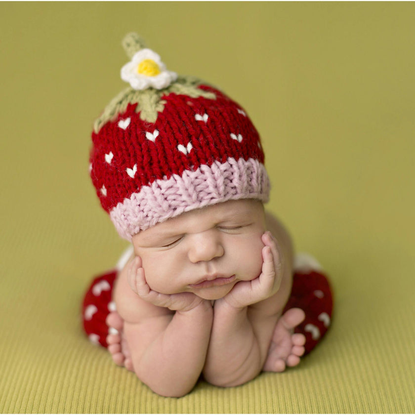 Addie Strawberry Hat and Pant Newborn Set