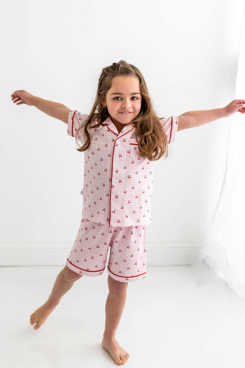 Cherries Girls Pima Cotton Short Pajama Set