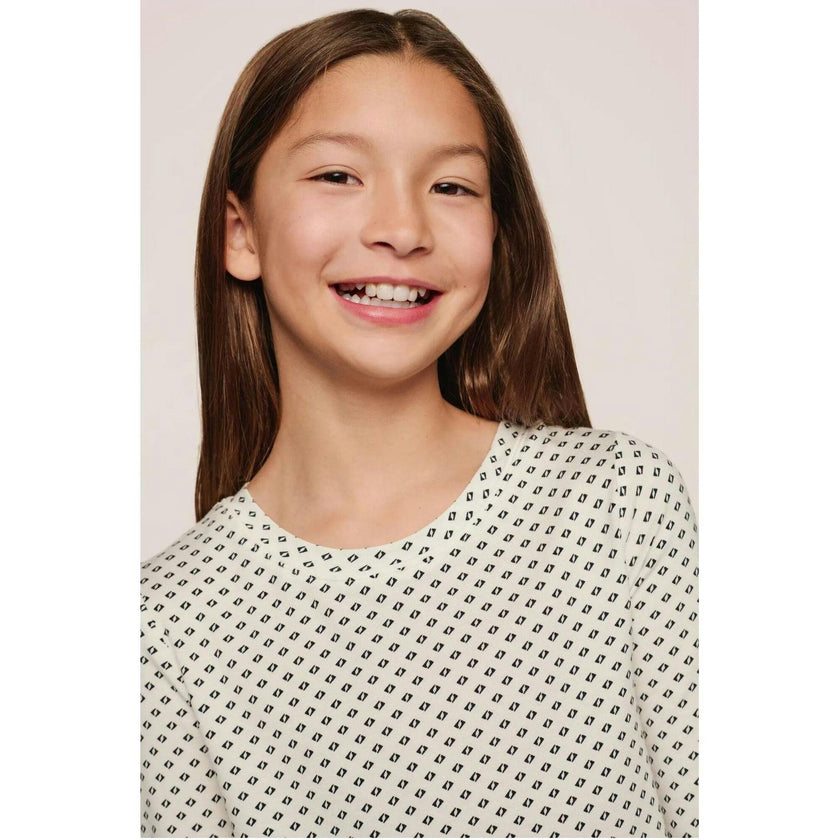 Kids Printed TENCEL™ Modal Unisex Long PJ Set, White