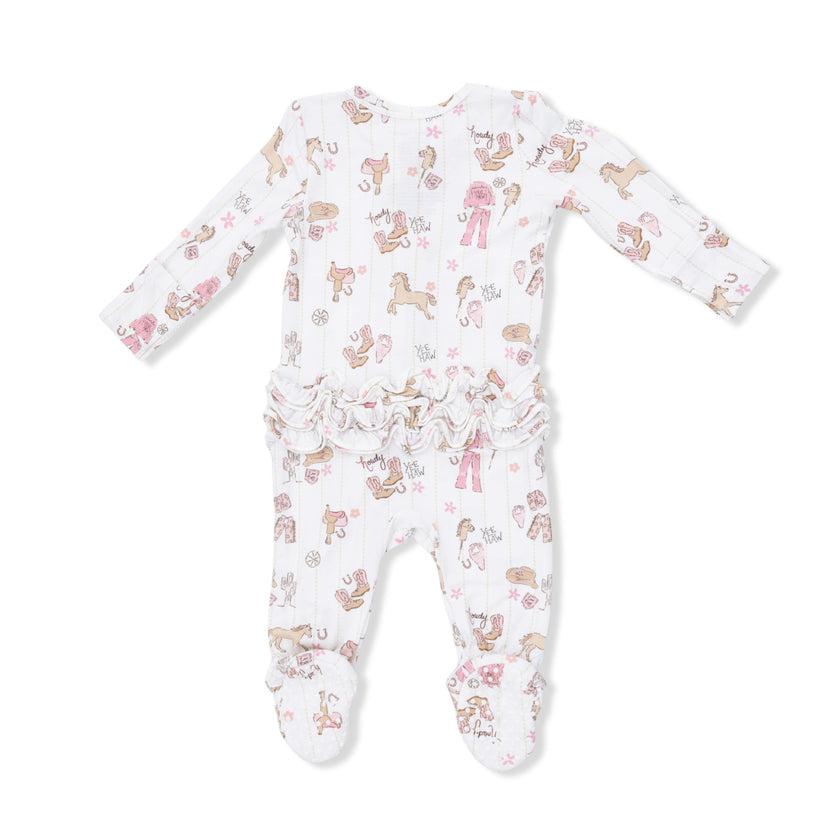Cowgirl Nursery - 2 Way Ruffle Front Zipper Footie