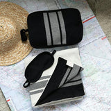Reversible Stripe Blanket Travel Set