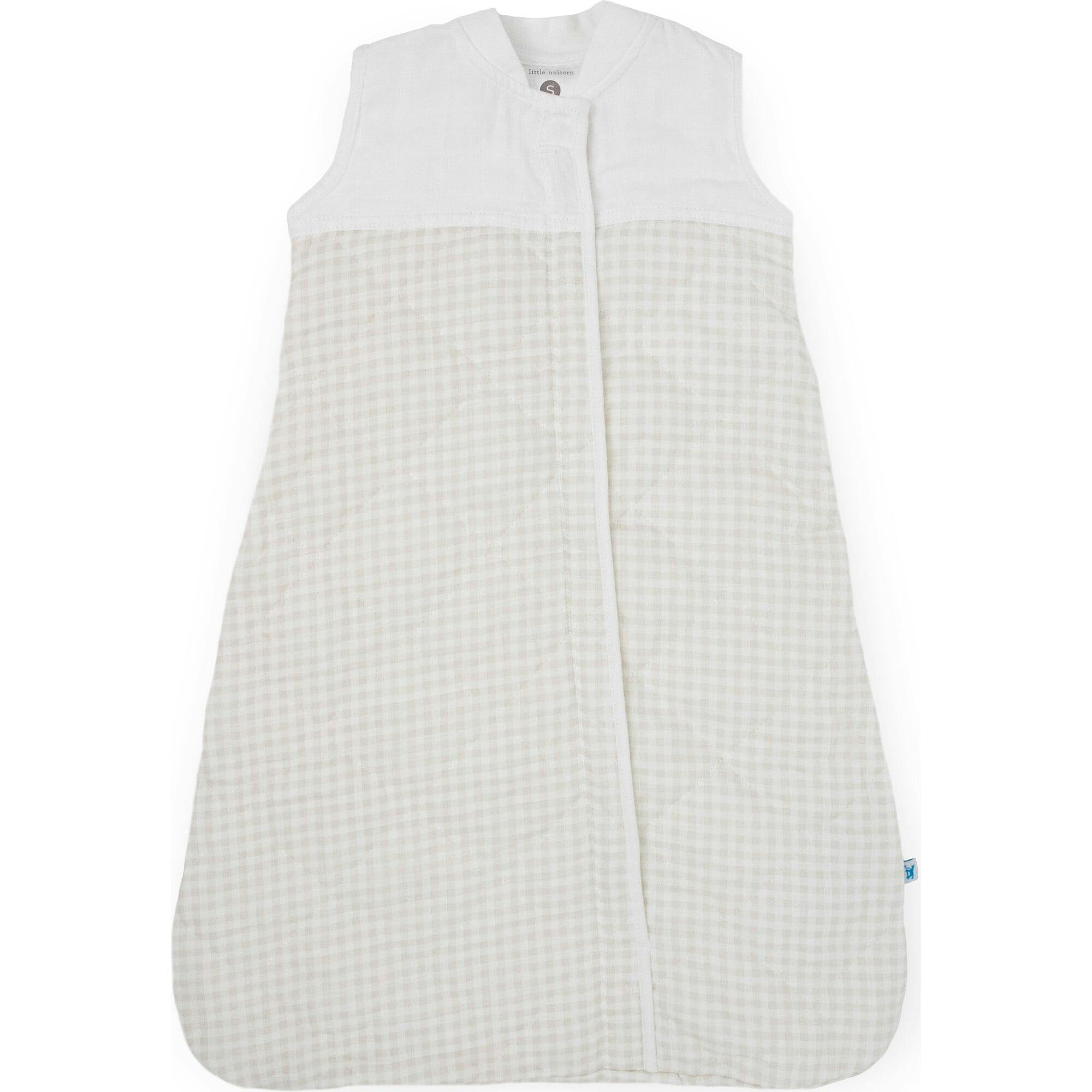 Cotton Muslin Quilted Sleep Bag - Tan Gingham