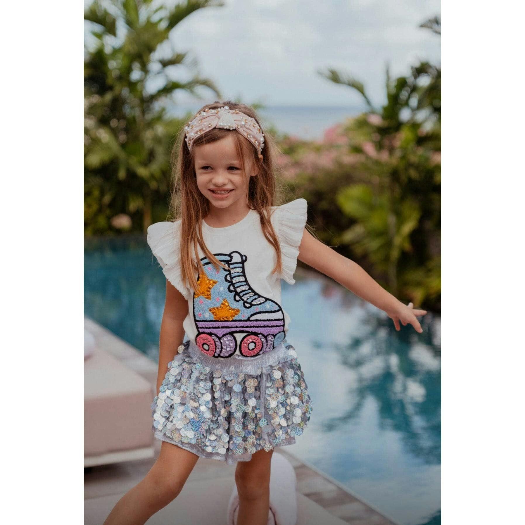 Roller Sequins Ruffle Sleeve T-Shirt