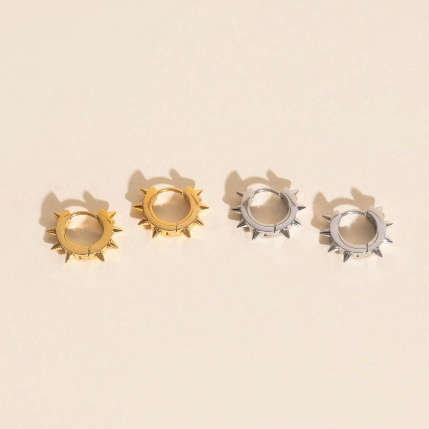 Spiked Chunky Huggie Hoop Earrings