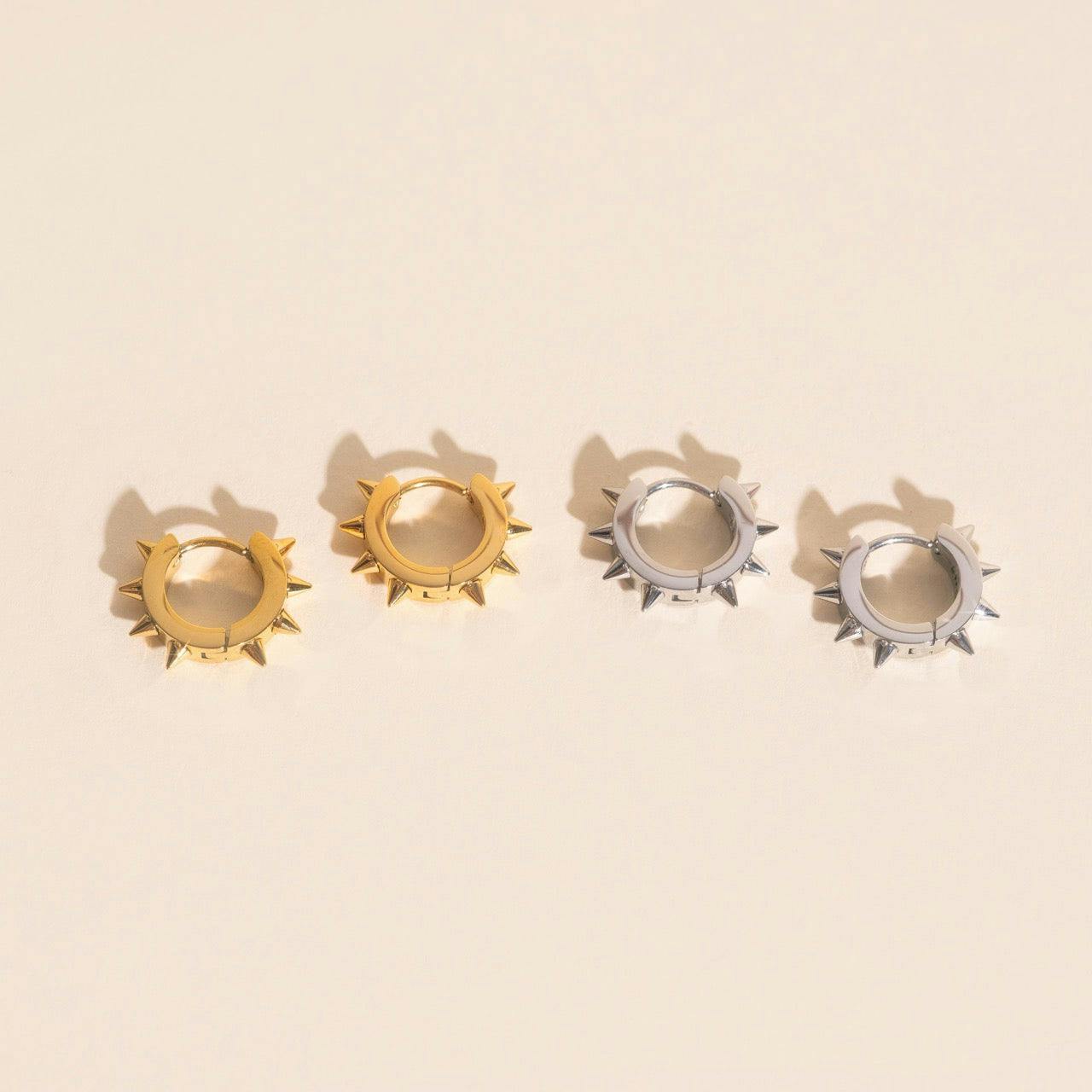 Spiked Chunky Huggie Hoop Earrings