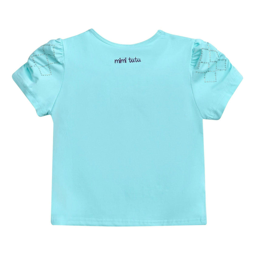 Blue Flowers Applique T-Shirt