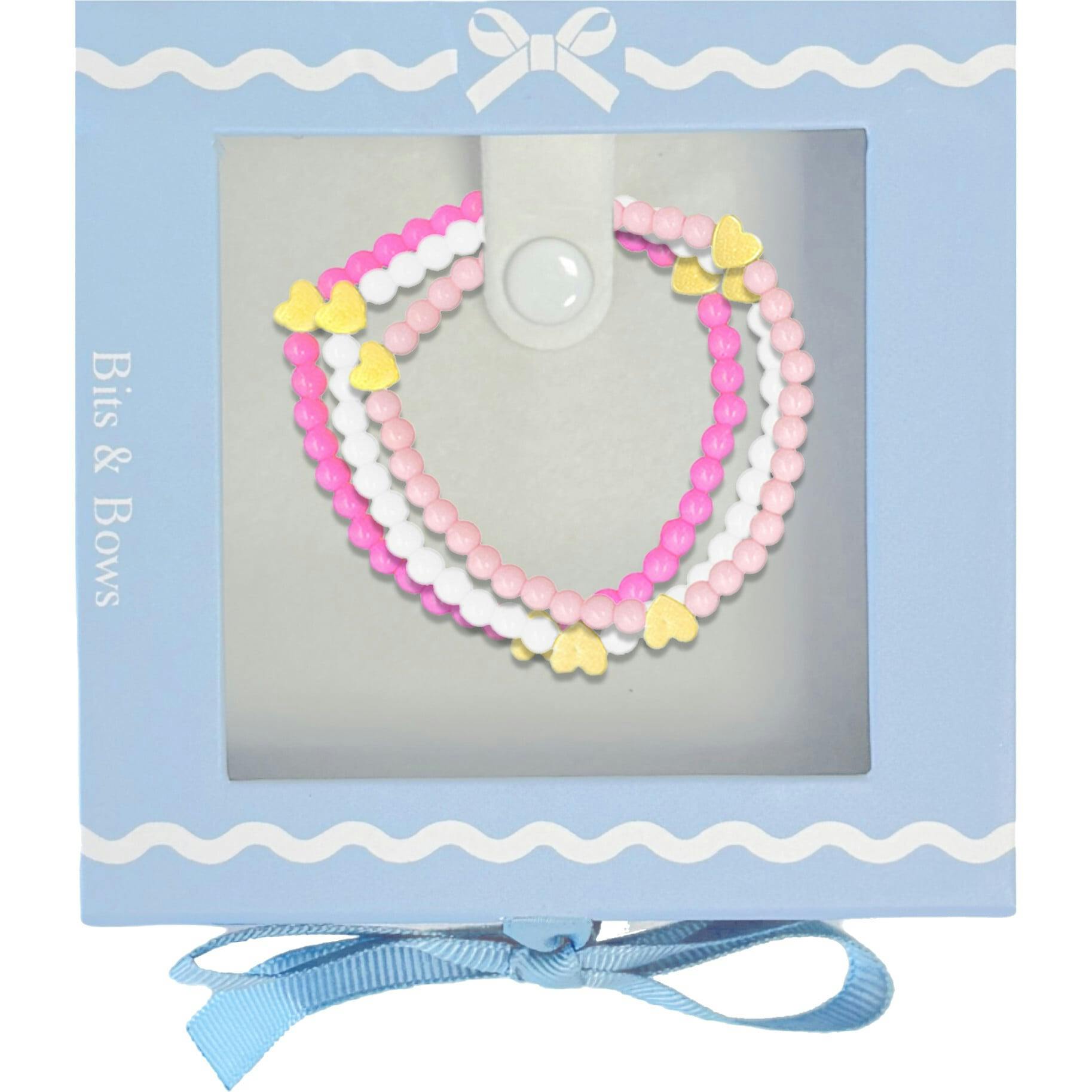 Hearts Bracelet Gift Set - Pink, White, Magenta