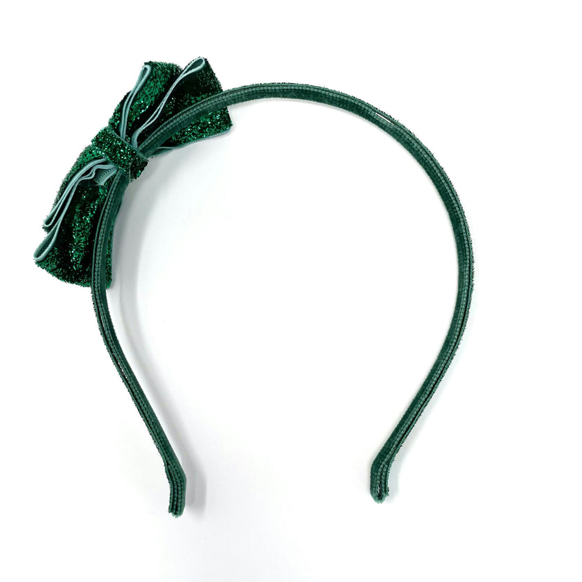 Glitter Bow Headband, Emerald