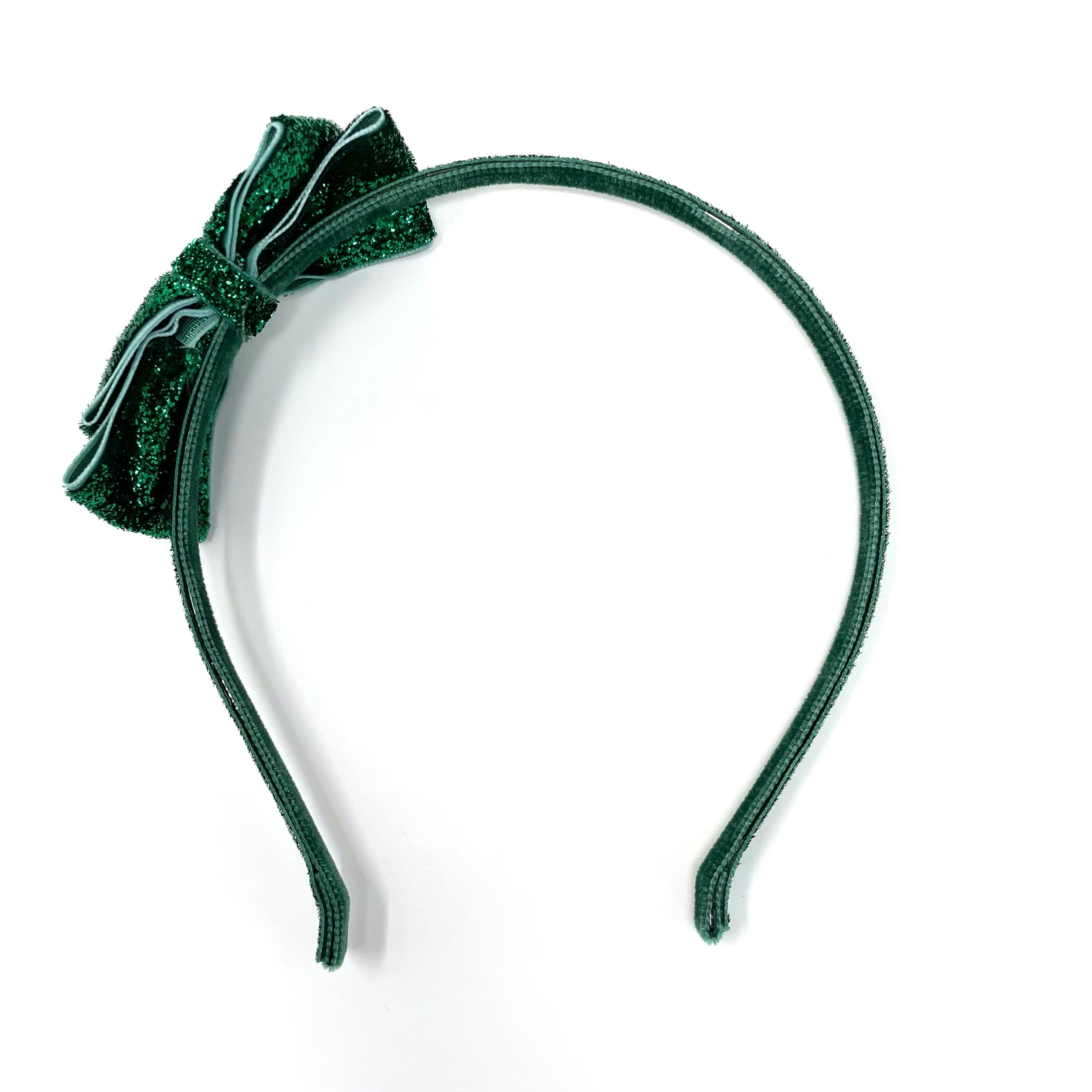 Glitter Bow Headband, Emerald