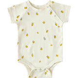 Print Short Raglan Sleeve Snap One-Piece, Yellow