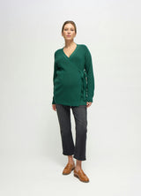 Ribbed Knit Crossover Maternity Nursing Cardigan