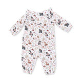 Southern Woodland Animals Pink - Ruffle Sleeve Snap Romper